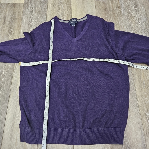 Lands' End V Neck Sweater Lightweight Supima Cotton Purple Eggplant Womens Large - Picture 2 of 5
